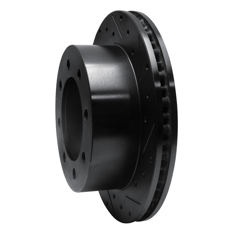 Ford E-150 Econoline Brake Rotor (1) - Rear Right - R1 Concepts - Drilled & Slotted - Black - `99-`07